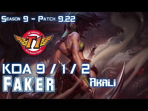 SKT T1 Faker AKALI vs LUCIAN Mid - Patch 9.22 KR Ranked