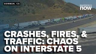 Crashes, truck fires snarl I-5 Grapevine as construction worsens backups