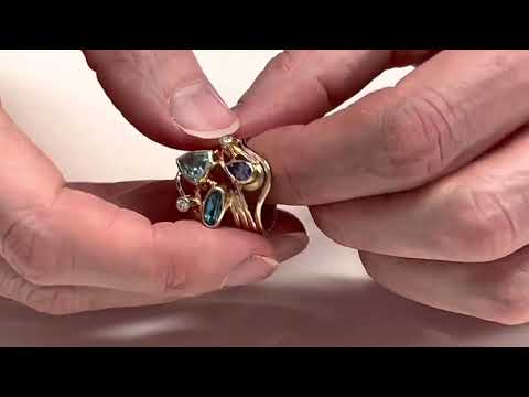 9ct gold diamond topaz and tanzanite ring by Leigh Fotheringham Jewellery