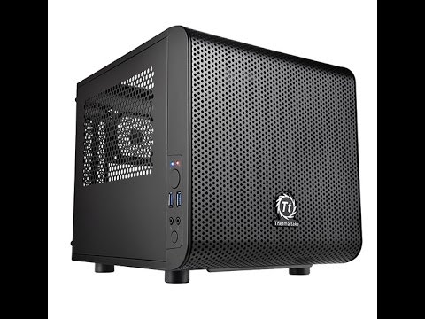 THERMALTAKE Core V1 Mini-ITX Case 2x USB 3.0 ir 1x HD Audio I/O jungtis viršuje, vienas iš anksto įdiegtas 200 mm ventiliatorius video
