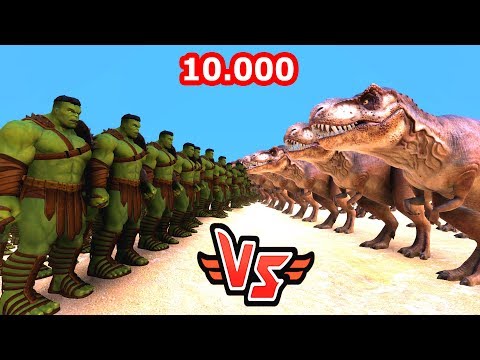 10.000 HULK VS 10.000 T-REX 😱 - Süper Kahramanlar