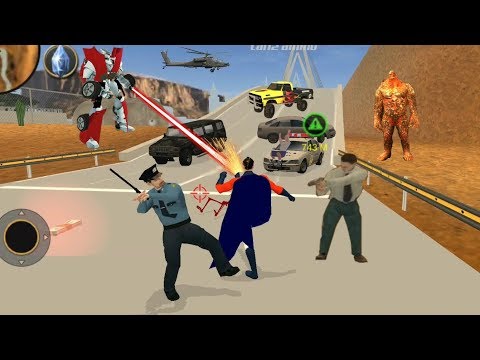 Vegas Crime Simulator - (Superhero Fight with Police Man) Red Robot Car Attack - Android Gameplay HD