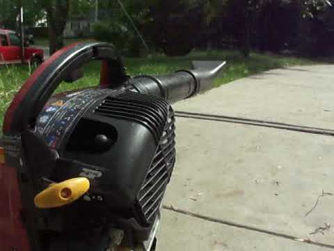 Part of a video titled Homelite Yardbroom leaf blower 30cc start and run - YouTube