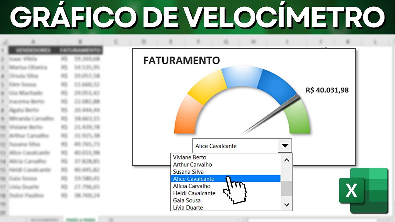 Como Fazer Gráfico de Velocímetro no Excel | Moderno e Bonito | Interativo com Clique