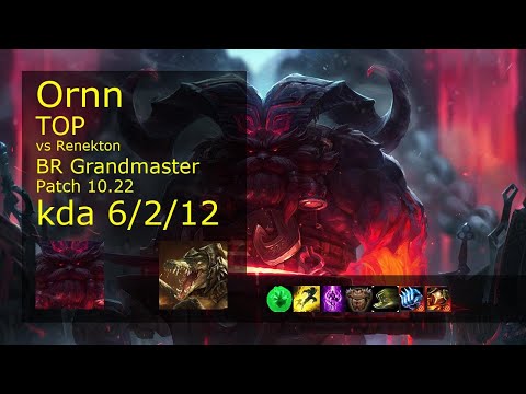 Ornn Top vs Renekton - BR Grandmaster 6/2/12 Patch 10.22 Gameplay