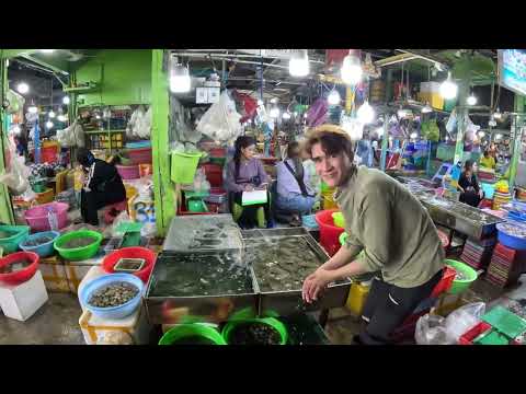 Cambodian Countryside Market On Morning- Lifestyle Of Vendors Selling Foods