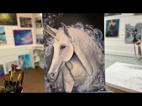 TIME LAPSE VERSION of a UNICORN “Believe” acrylic