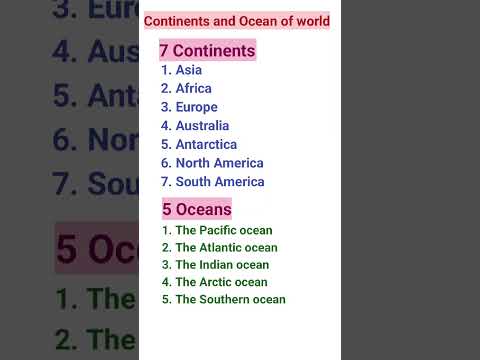 Continents and ocean of world || list of continent and ocean @Generalmcqs