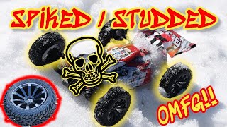 OMFG, Homemade SPIKED tires. Best RC car in snow? 144001 #shorts
