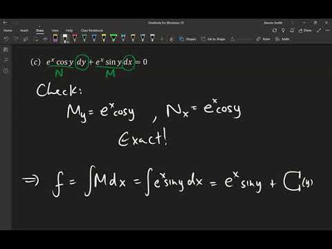 Math 391 1XC Lecture 6 - Exact Equations with Integrating Factors