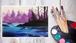 Видео урок Рисуем Акварелью Лесной пейзаж! #Dari_Art