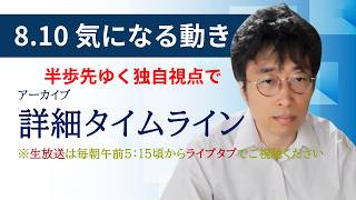 ８・１０　気になる動き　日経新聞朝刊から！毎朝、独自視点でニュース論評生放送！！