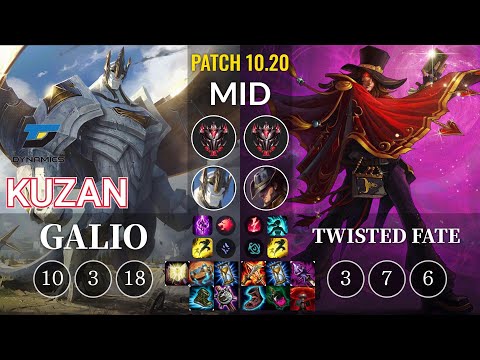 DYN Kuzan Galio vs Twisted Fate Mid - KR Patch 10.20