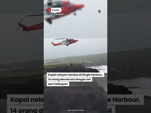 Kapal nelayan kandas di Dingle Harbour, 14 orang dievakuasi dengan tali dari helikopter