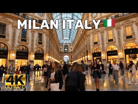 MILAN ITALY WALKING TOUR - FASHION WEEK NIGHT WALK 4K UHD