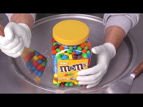 Peanut m&m's ASMR - how to make m&m to Ice Cream Rolls