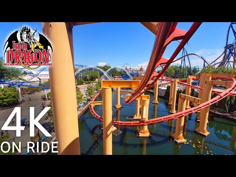 [4K] Iron Dragon 🎢 On Ride - CEDAR POINT