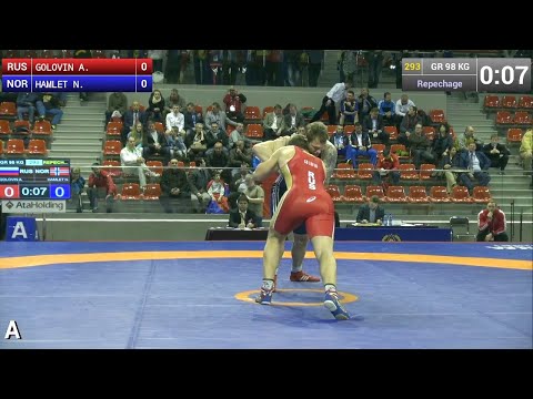Repechage GR - 98 kg: Martin Hamlet  NIELSEN (NOR) df. Alexander  GOLOVIN (RUS), 9-4