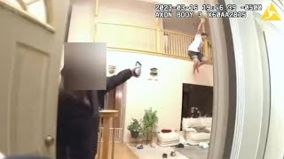 Silly Guy Jumps From Balcony And Punches Cop