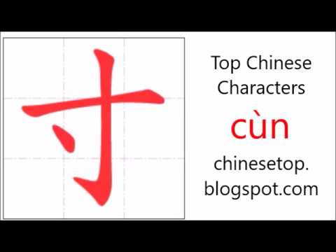 Chinese character 寸 (cùn, inch) with stroke order and pronunciation