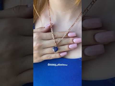 Подарок девушке кулон "Сияние нежного сердца Сапфир в золоте на цепочке Картье" из ювелирного сплава в футляре - фото 1 - id-p1961060792