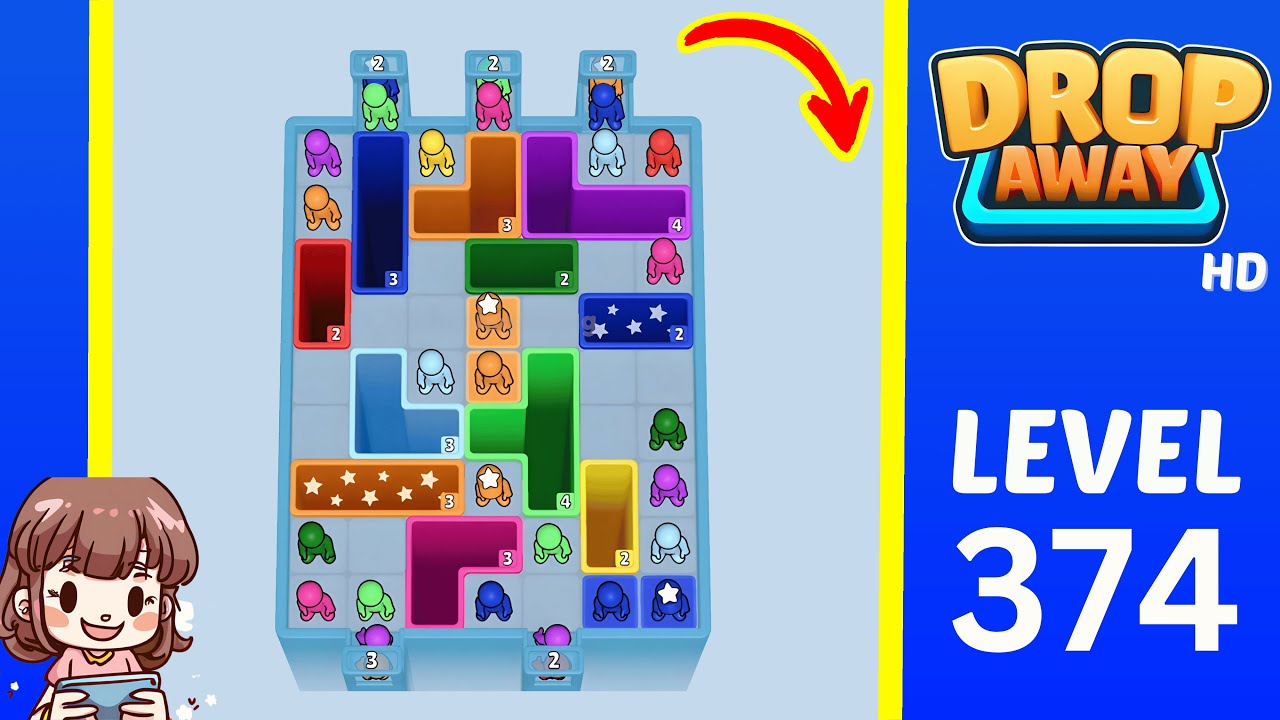 Drop Away Level 374 Walkthrough Solution