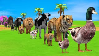 Download lagu Long Slide Game with Cow Elephant Gorilla Hippopotamus Tiger 3d Animal Game Funny 3d Animals mp3