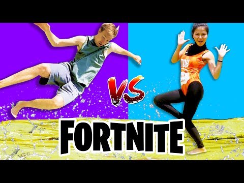 WATER SLIDE FORTNITE DANCE YOGA CHALLENGE IN REAL LIFE (All New Dances) vs Chad Wild Clay