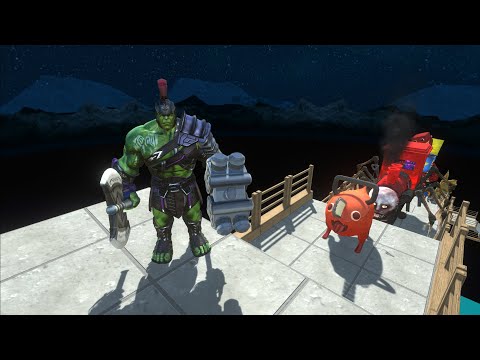 GLADIATOR HULK VS GHIDORAH LAVA DEATH FALL  - Animal Revolt Battle Simulator