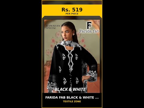 Farida fab Black &amp; White Karachi Kurti Pant With Dupatta – product video thumbnail