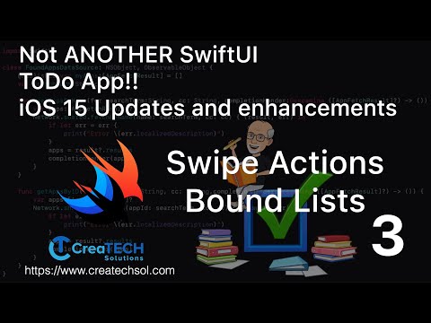 My To Dos SwiftUI app iOS15 update 3: Swipe Actions and Bound Lists thumbnail