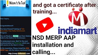 💯💥IndiaMart's Tele Associate Certification Process|NSD MERP aap installation 😃👍💐