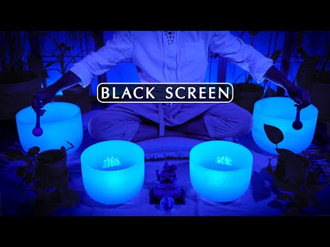 Ultra Calming **OCEAN WAVES + SINGING BOWLS** Black Screen Sound Bath for Sleep