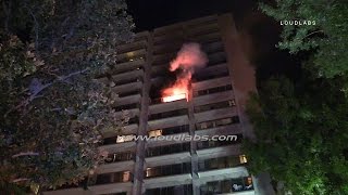 Four Alarm High Rise Apartment Fire / Riverside  RAW FOOTAGE