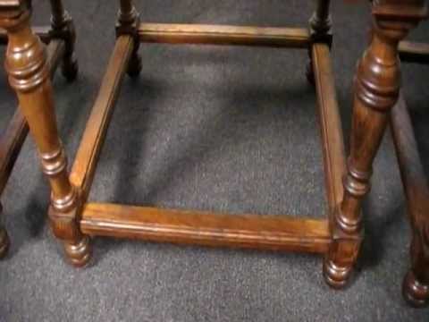 Quality Set of 6 French Henry I Period Solid Oak Dining Chairs - c.1900's