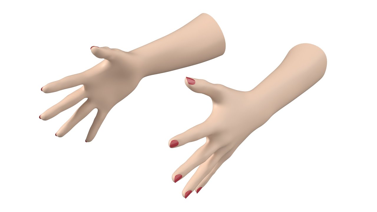 Gesto de M&atilde;os Femininas 03 Malha Base Modelo 3D