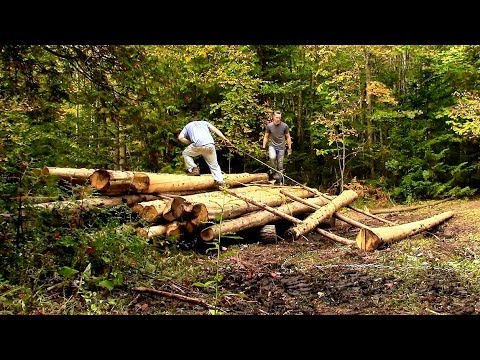 Hauling Boulders for the Foundation- Ep7- Outsider Log Cabin