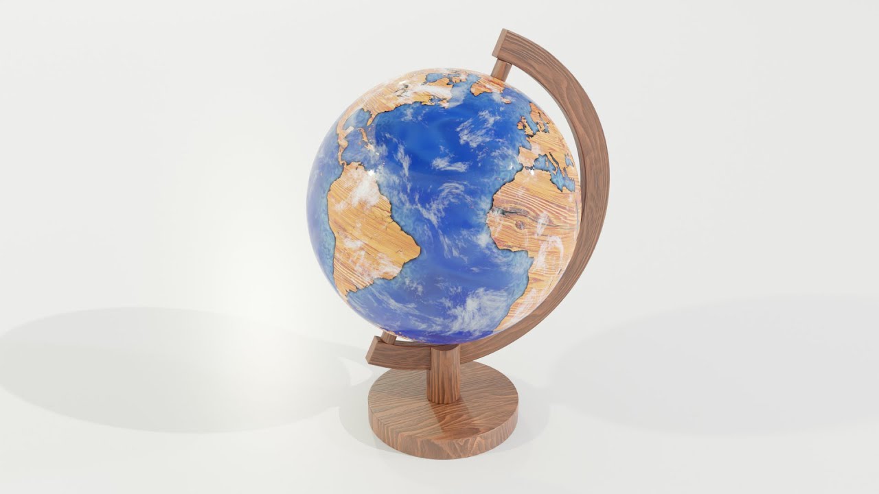 Epoxy Resin and Wood Globe 3D Model
