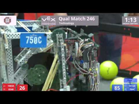 VEX Worlds 2016 - VRC High School - Technology - Qual 246 (1983A 824B) 187 vs 215 (9019A 750C)