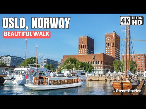OSLO WALKING TOUR IN 4K. A Beautiful Spring Morning in Norway.