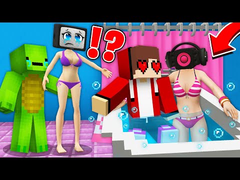 Bathing with JJ! TV Woman & Sad Mikey in Minecraft