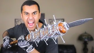 EXPERIMENT!! FLAMING LUCILLE 2.0 BARBED WIRE BASEBALL BAT/SPEAR!! THE WALKING DEAD *MOST DANGEROUS*