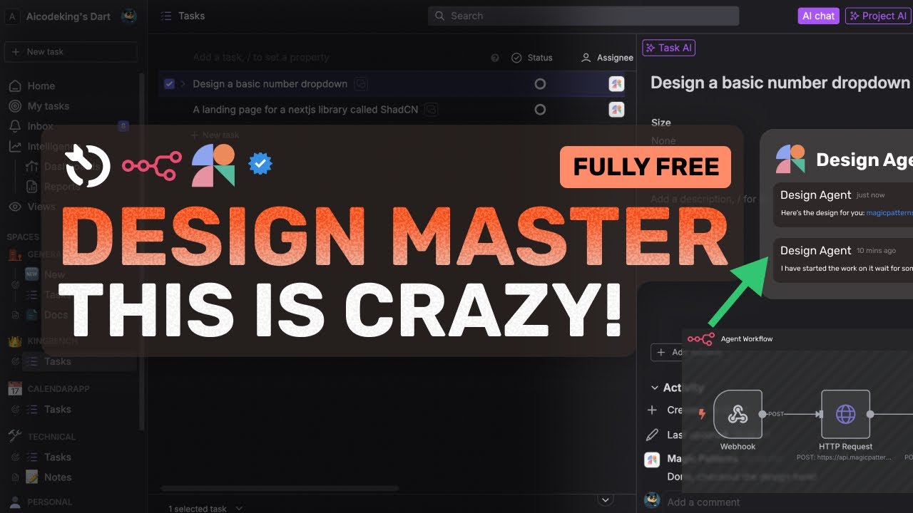 DesignMaster (Dart + N8N + Magic Pattern): This FULLY FREE Async DESIGNER is ABSOLUTELY INSANE!