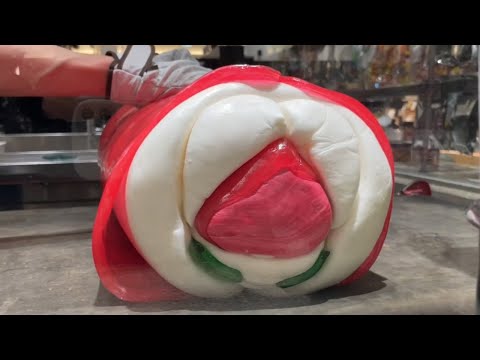 【PAPABUBBLE】How to Make Peach Candy Amezaiku in Japan【candy making videos】