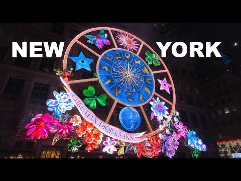 NYC Christmas 4K NYC Christmas Light Show 2023 ✨ Saks Fifth Avenue Light Show 2023 & Holiday Windows