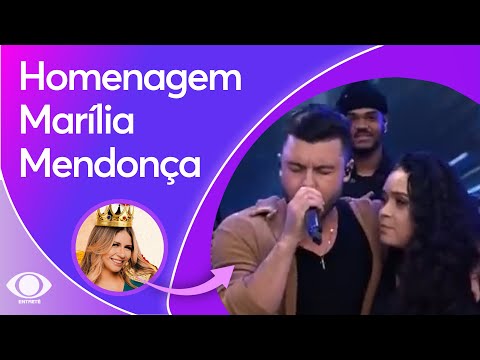 Murilo Huff e Luiza Martins homenageiam Marília Mendonça no Faustão
