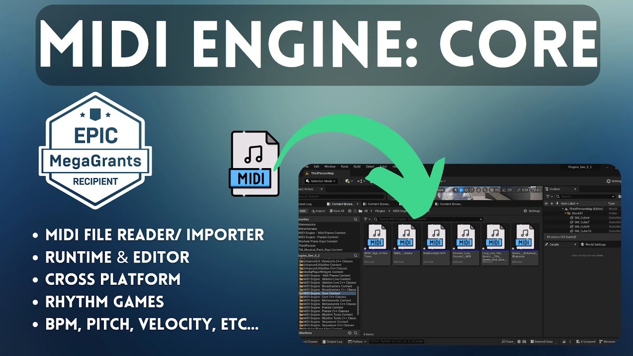 How To Import & Use Midi Files In Unreal engine 5: MidiEngine