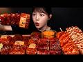 Spicy Rice Paper Buldak With Giant Sausages Enoki Mushrooms Mukbang ASMR