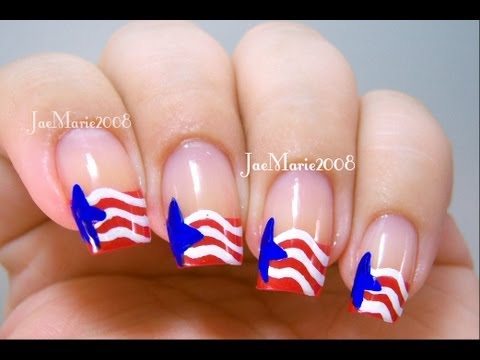 Red, White & Blue Stars 4th of July Nail Design