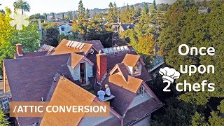 Couple's attic apartment is kaleidoscope of nooks & skylights 🍕